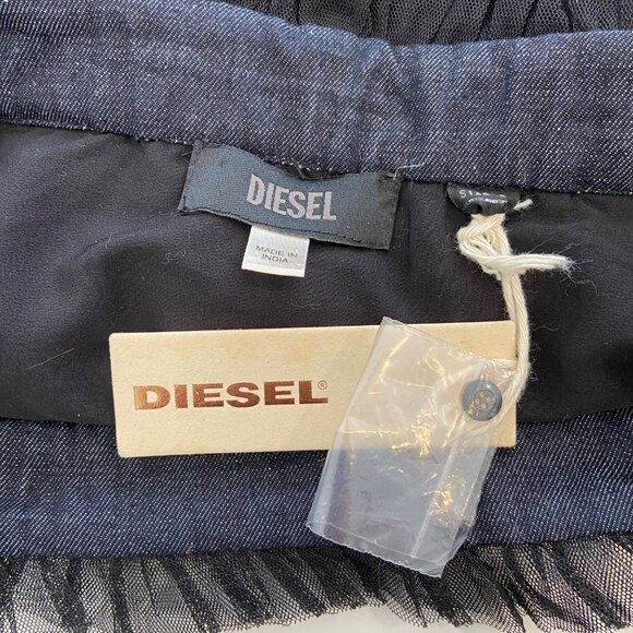 Diesel Black Sheer Layered Tulle Skirt With Denim Waistband & Frill Details wove - Picture 3 of 16